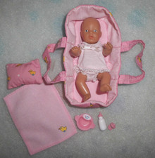 %**Mini Baby Born Puppe mit Hemd+Höschen*Tragebett*Decke*Kissen*Schnuller...**%