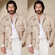 Beige Männer Safari Jacken