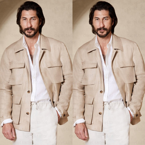 Beige männer safari jacken - beige,