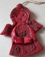 Baumbehang Anhänger Christbaumschmuck Engel aus Wachs in rot, 7 x 5,5 cm ?