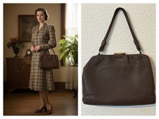 Vintage Echtleder Handtasche braun mit Lederfutter