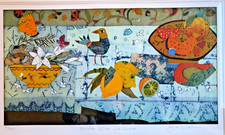 Jutta Votteler: "Zwischen Blüten und Früchten" Radierung, Originalgrafik gerahmt