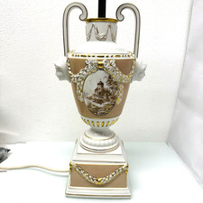 Höchst Porzellan Tischlampe Lampe Empire Stil Frauenköpfe Girlanden Watteau 41cm