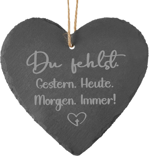 Schieferherz grabdeko - schieferherz,