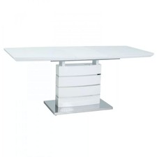 Esstisch Säulentisch Leonardo 140-180x80x76cm weiß lackiert ausziehbar (18824)