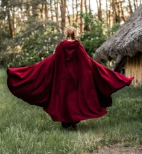 Mittelalter Gothic Larp Wolle Umhang Cape Zipfel Kapuze Gugel versch. Farben