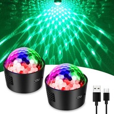 2PCS Akku Wiederaufladbar LED Discokugel Lichteffekt RGB Party Bühnenbeleuchtung