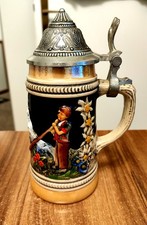 GERZ - Keramik Bierkrug mit Zinndeckel