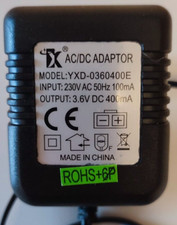 Netzteil AC/DC Adapter Flachstecker/Input: 230V AC50Hz100mA/Output: 3,6V DC400mA