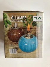 Öl-Lampe rund Keramikkugel Outdoor Lampe mit Docht Farbe Braun