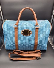 Vintage Handtasche Reisetasche Blau Retro Tasche Schultertasche Shopper