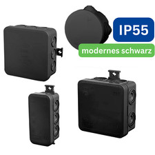 ⚫️ moderne schwarze Abzweigdose, Verteilerdose / IP 55, feuchtraumgeeignet 💦