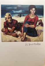 Walter Womacka: "Am Strand", signierte Autogrammkarte, 15 x 21 cm