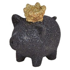 Deko-Figur Schwein schwarz mit Glitzer 5 cm Glücksschwein Dekoschwein 