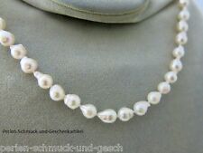 Kette Akoya-Zuchtperle Barock Weiß, Super Lüster, geknotet mit Magnetverschluss