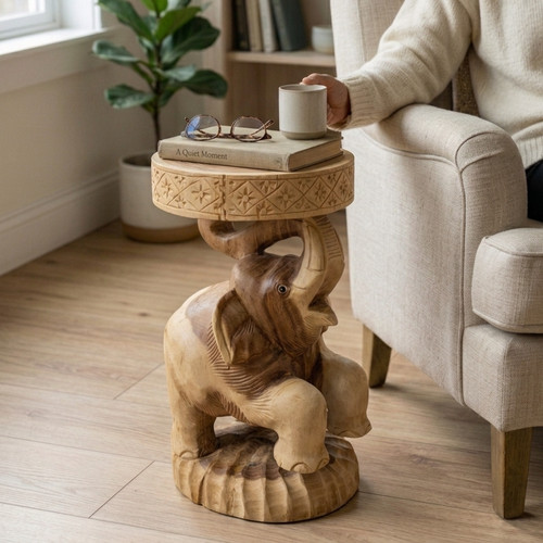 Holz beistelltisch elefant - beistelltisch,