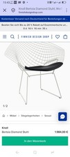 2 Knoll Bertoia Diamond Chair Weiß mit Schwarzem Kissen In gutem Zustand