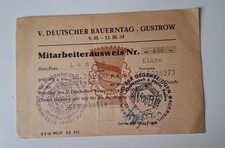 Mitarbeiter Ausweis -Deutscher Bauerntag Güstrow 1957