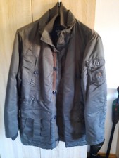 Herren Steppjacke Parka Mantel XXL grau grün Kapuze Pelz Männer