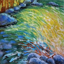 Wasserfall Ölmalerei 20x20 cm
