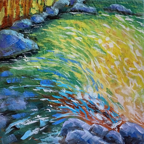 Wasserfall ölbild 20x20 - Ölbild, cm