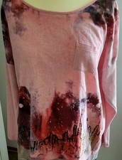 Pullover Shirt Damen toller Batikdruck  rosa peach Soquesto Gr. 40 M / L