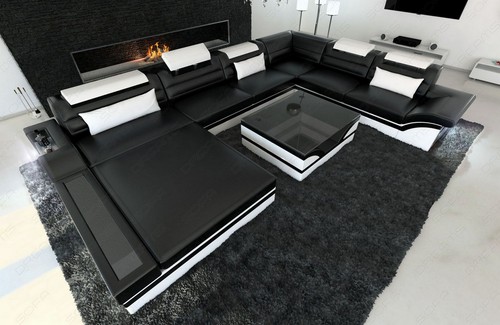 Ledersofa mega wohnlandschaft - ledersofa,