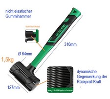 nicht elastischer Profi 1,5kg Gummihammer 370mm mit Stahlkugel Füllung