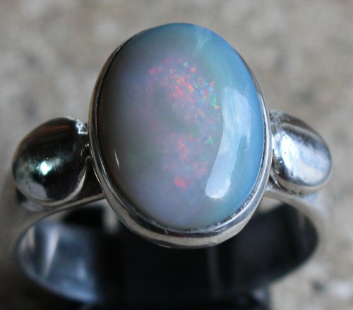 Semi black opal carat ring - black,