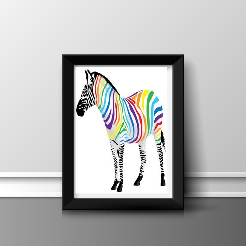 Zebra farb volldruck bild - zebra,