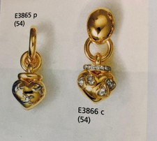 Cabouchon, Ohrclips 3in1 - mit Swarovskikristallen, oder mit Zeichen, vergoldet 