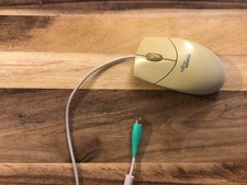 Fujitsu Siemens 2-Tasten PS/2 Scroll Maus Kugelmaus gebraucht vergilbt 242