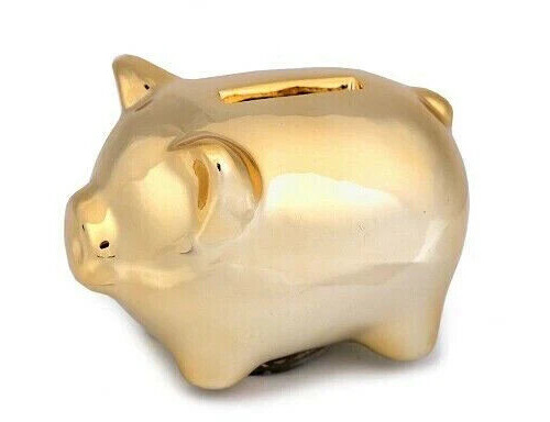 Mini spardose schwein gold - mini-,