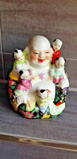 Vintage Porzellan Buddha Hotei Figur Mit Kindern