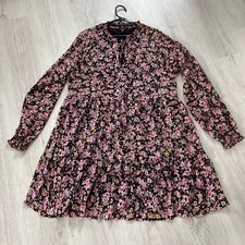 Damenkleid, Langarm, Gr. 42, mehrfarbig, Blumenmuster, Neu