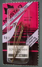 RARITÄT Mustad Hechthaken Longshank Treble Drilling Größe 6