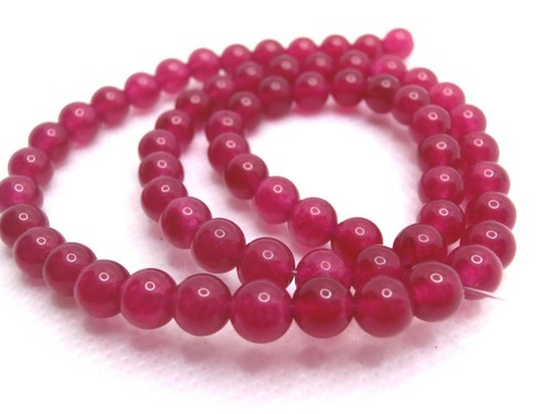 Jade fuchsia 6mm perlen kugeln - jade,