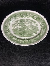 Platte Servierplatte Teller Adams China Englisch Scenic Grün Porzellan Keramik