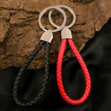 Schl�sselanh�nger aus geflochtenem 100% Leder m. Edelstahlring | Farbe: w�hlbar