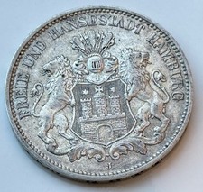Reichsmark 3 Mark 1909 J Hamburg Freie Hansestadt Silber Münze J #64