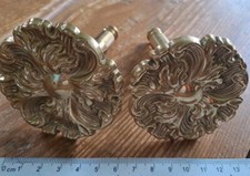 Messing 2 Gardinenhalter  Rosetten Raffhalter