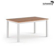 Esstisch Belluno Elegante Weiß & Eiche – Ausziehbarer Kieferntisch 150 bis 197 ×