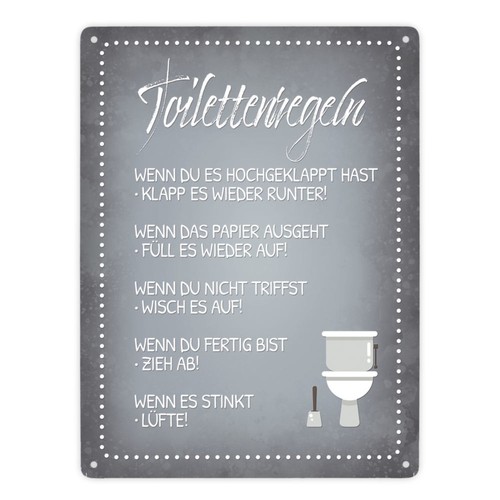 Toilettenregeln metallschild - toilettenregeln,