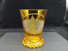 Biedermeier - Ansichten-, Becher Badeglas KARLSBAD um 1850 - Bernstein Glas 