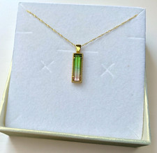 Anhänger Turmalin 4,5 ct aus 585 Gold in der Farbe Grün/Pink + Kette  50 cm