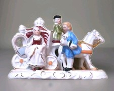 Porzellan Kutsche Rokoko Figur Pferde handbemalt um 1969