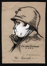 Marguerite Duval actrice singer chanteuse Portrait dessin drawing van Caulaert