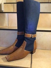 Aigner Leder Denim Stiefel