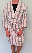 Lacoste France Luxus Bademantel Bathrobe Karo Baumwolle Gr. M