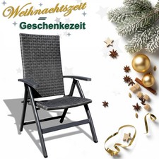 Geflecht KLAPPSESSEL HOCHLEHNER Klappstuhl Garten Rattanstuhl Polyrattan grau